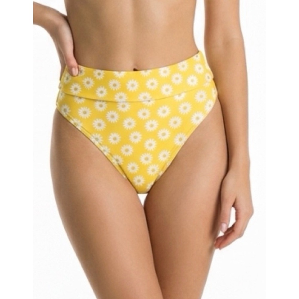 Forever 21 Women's Yellow Daisy High-Waisted Bikini Bottom Size M